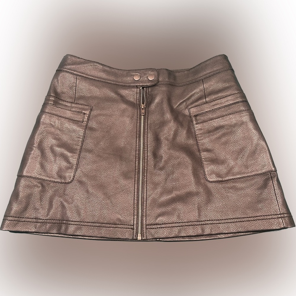 Free People Faux Leather Black Mini Skirt Sz 12